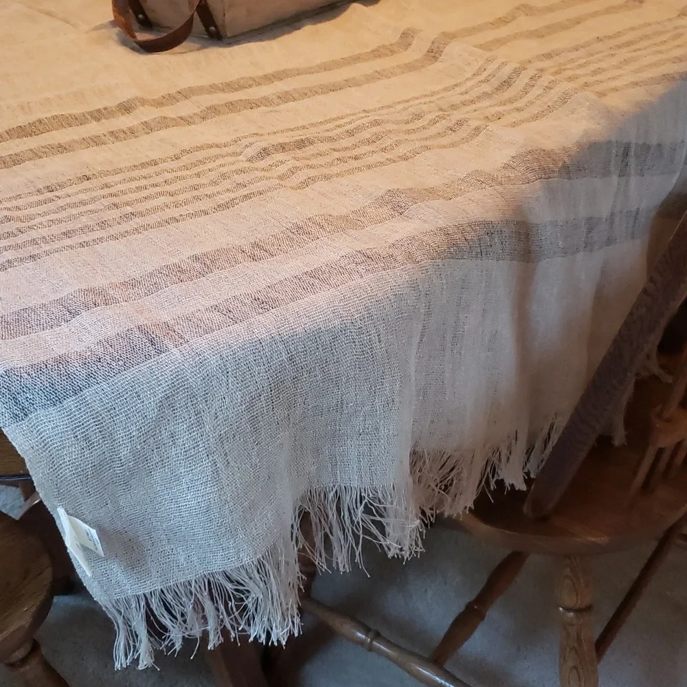 Arhaus NWOT Linen Striped Table Cloth Runner